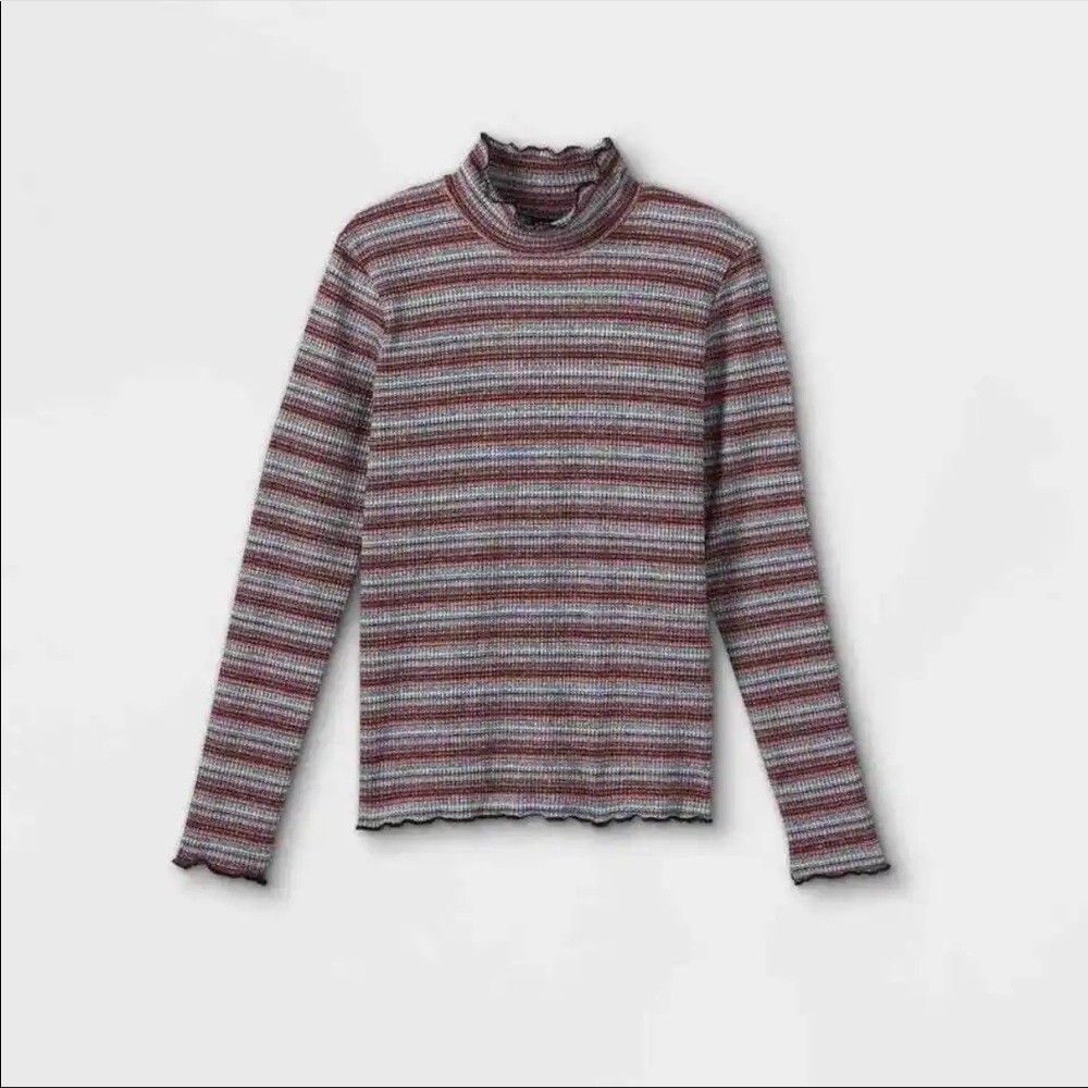 𝅺art Cla Girl' Lettuce Edge Mock Neck Top